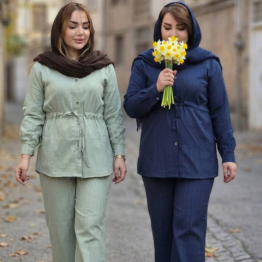 ست مانتو شلوار آیوا کمرگت - مانتو پاتریس رشت