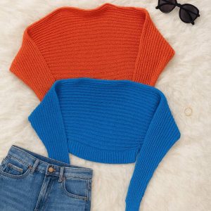 بلوز بافت کراپ فندوقی