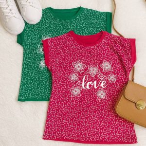 تیشرت چاپ شکوفه - مانتو پاتریس رشت