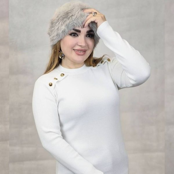 بلوز آستین بلند دکمه اریب