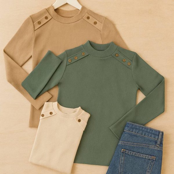 بلوز آستین بلند دکمه اریب