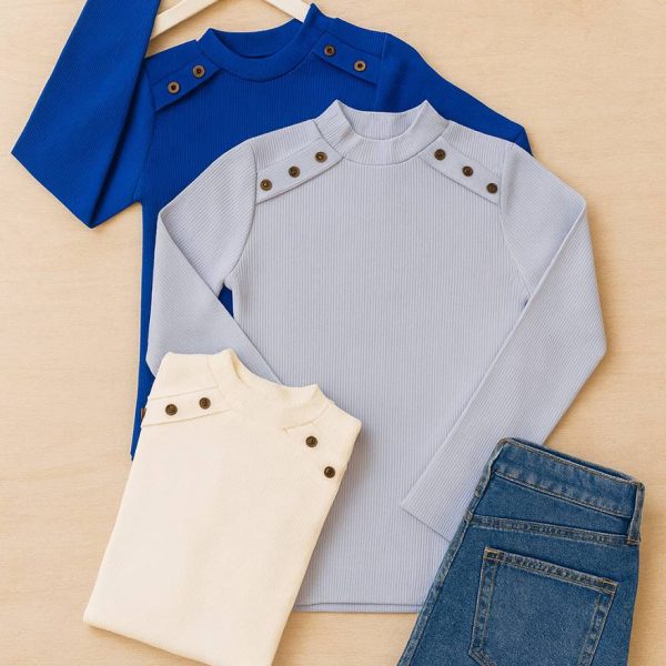 بلوز آستین بلند دکمه اریب