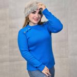 بلوز آستین بلند دکمه اریب