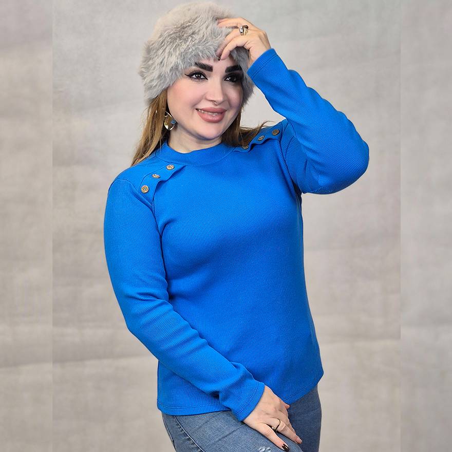 بلوز آستین بلند دکمه اریب