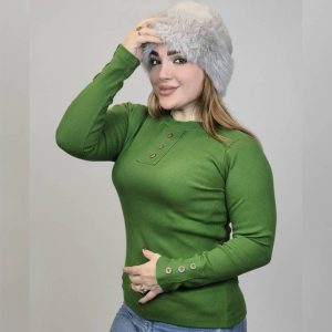 بلوز آستین بلند 3 دکمه