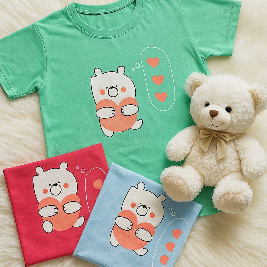 تیشرت چاپ خرس و قلب