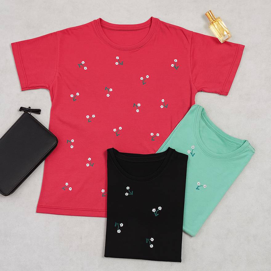 تیشرت چاپ بابونه نخ پنبه