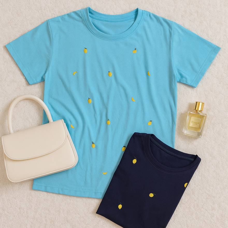 تیشرت چاپ لیمو نخ پنبه