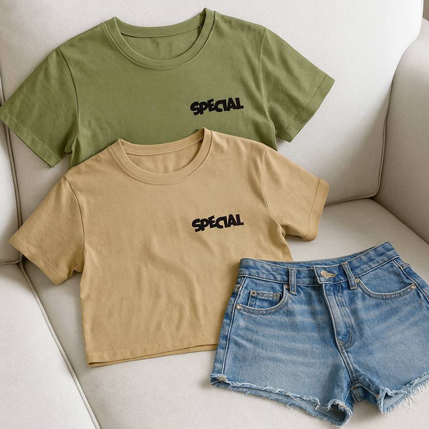 تیشرت کراپ نخ پنبه - مانتو پاتریس رشت