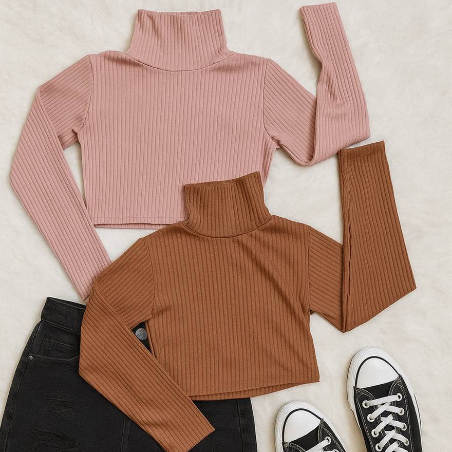 بلوز کراپ یقه اسکی