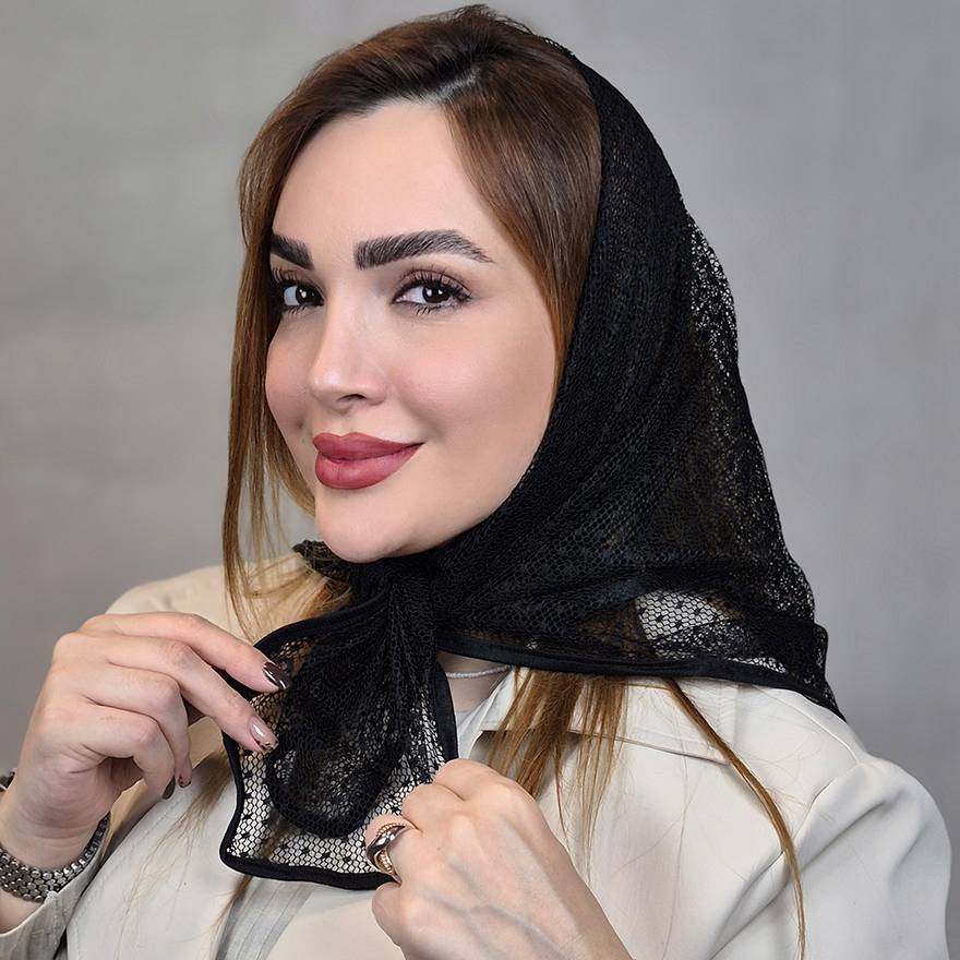 مینی اسکارف توری توپی مشکی - مانتو پاتریس رشت