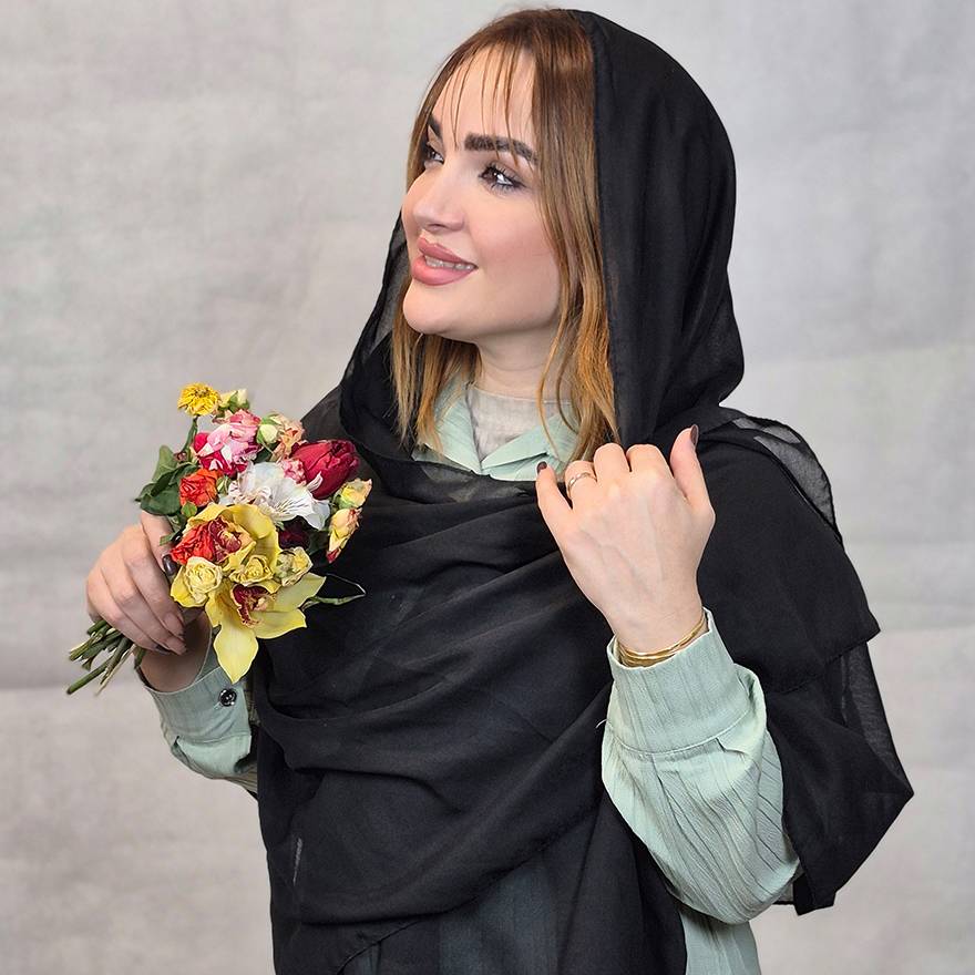 شال مشکی ساده نخی - مانتو پاتریس رشت