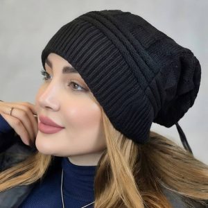 کلاه بافت مشکی داخل خز