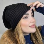 کلاه بافت مشکی داخل خز - مانتو پاتریس رشت