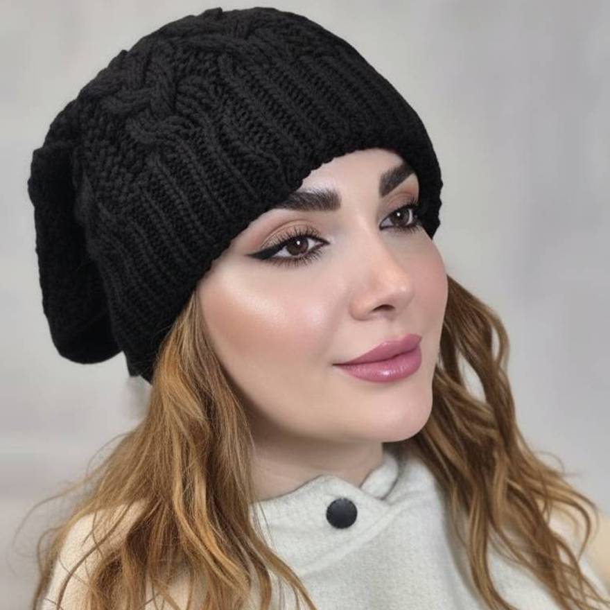 کلاه گیس بافت مشکی داخل خز