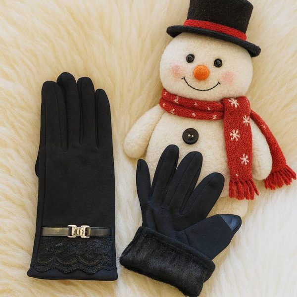 دستکش فوتر لبه تور مشکی - مانتو پاتریس رشت