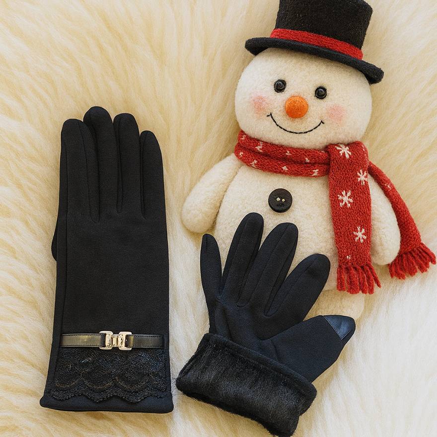 دستکش فوتر لبه تور مشکی - مانتو پاتریس رشت