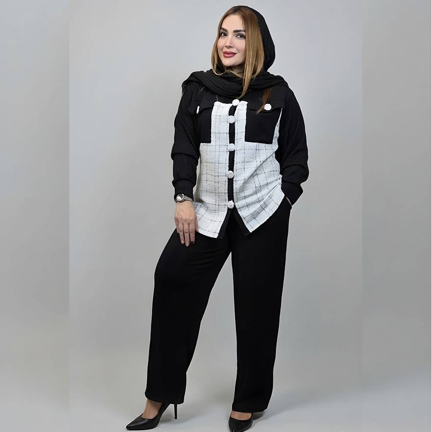 ست مانتو شلوار ترکیبی- مانتو پاتریس رشت