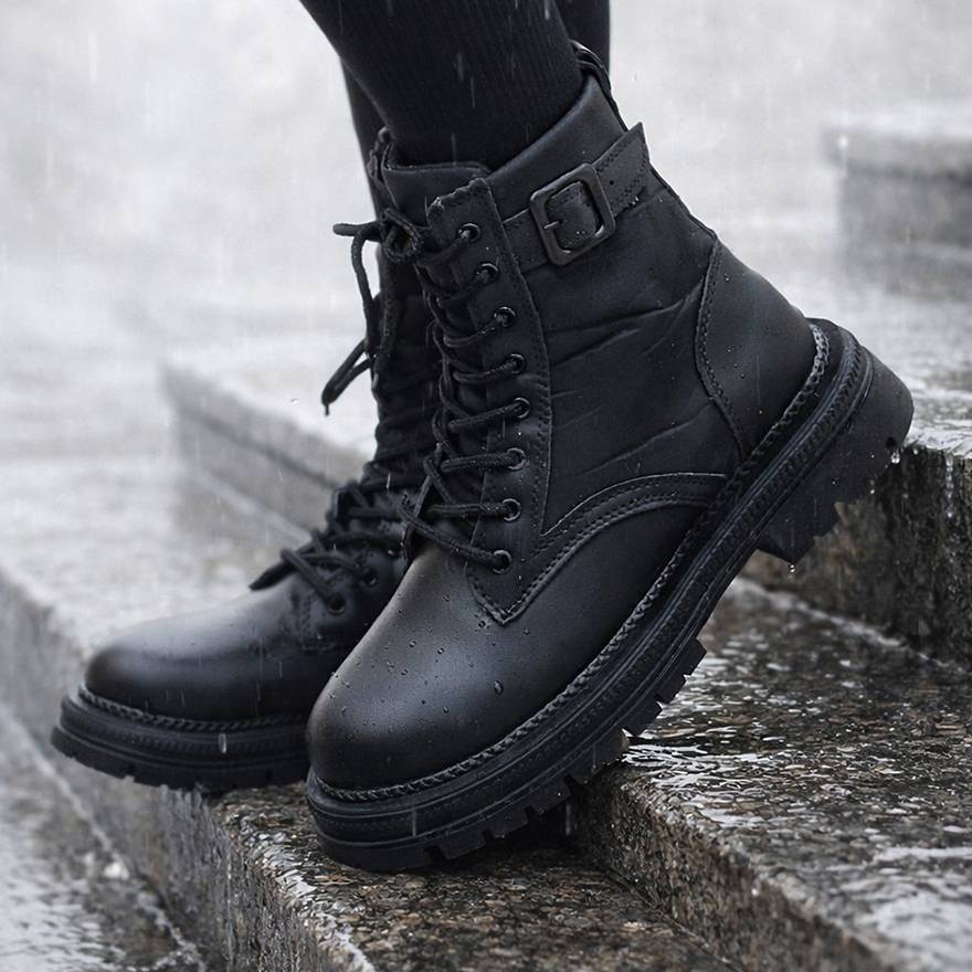 نیم بوت بغل کاپشنی مشکی