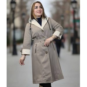 بارانی بلند پرادا کلاه 2 رنگی