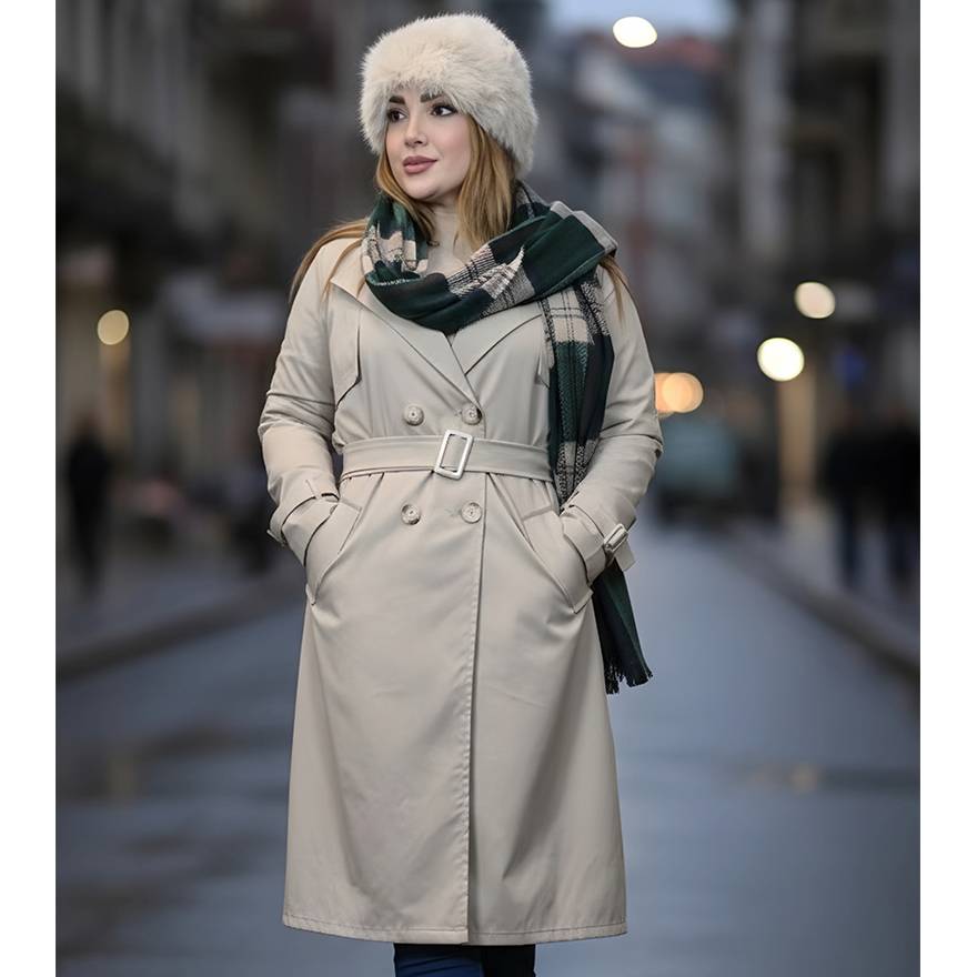 بارانی بلند پشت دکمه - مانتو پاتریس رشت